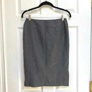 Chanel Gray Pencil Skirt with Side Slit and Button-up Back